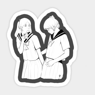 Two Girl School Sticker